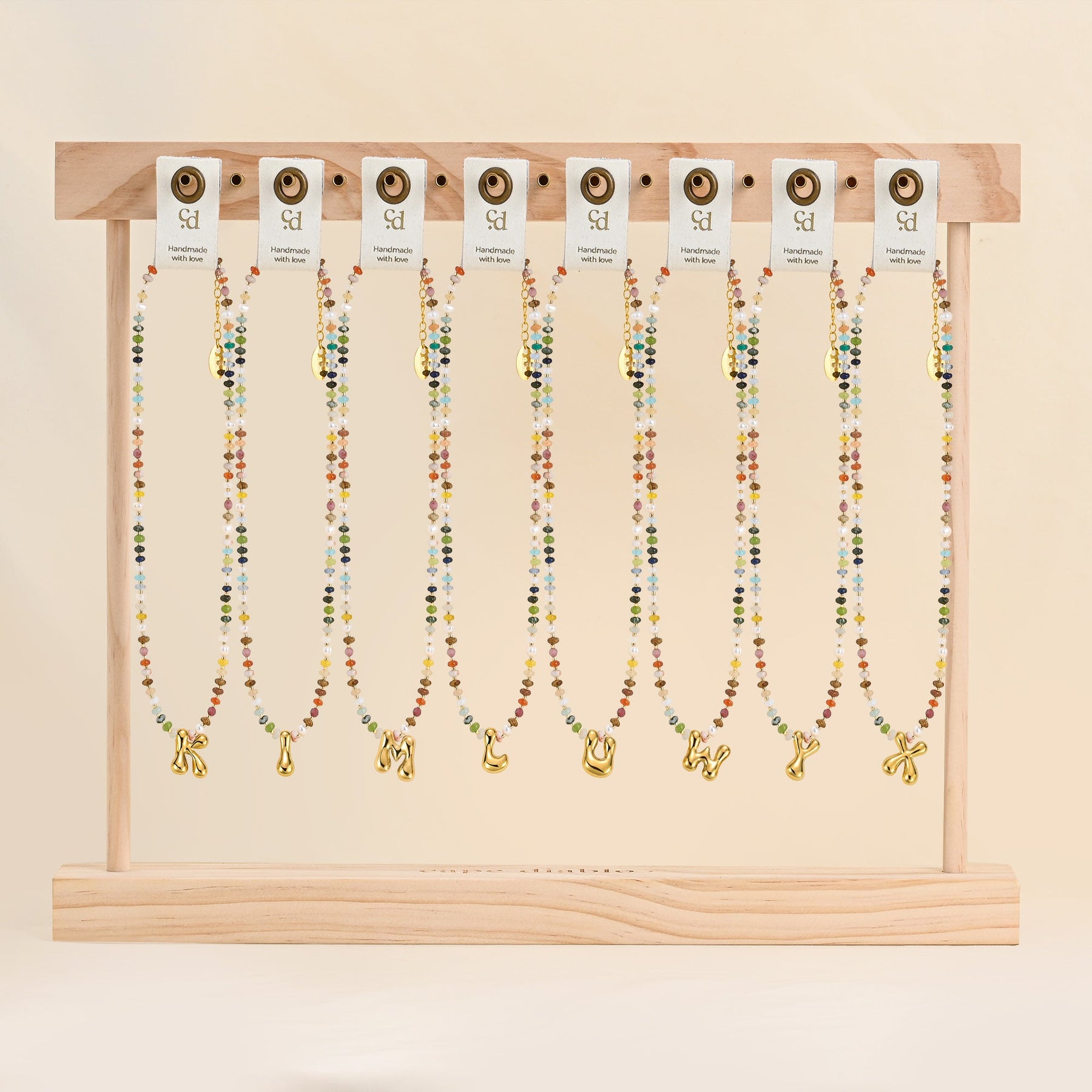 マルチカラーバブルレターネックレス