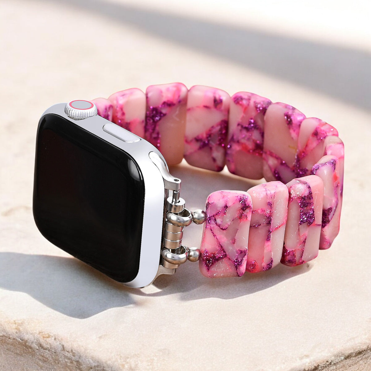 ローズマーブルストレッチApple Watchストラップ