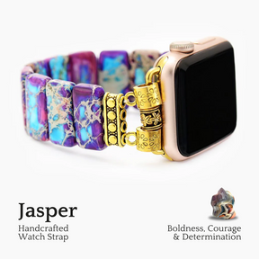 マジェスティック チベット ジャスパー ストレッチ Apple Watch ストラップ