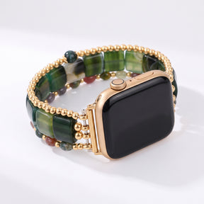 「Fierce Grace」タイガーアイ ストレッチ Apple Watch ストラップ シルバー