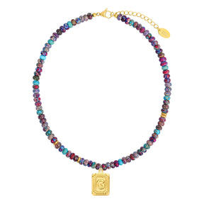 ブルーインペリアルジャスパー レターネックレス