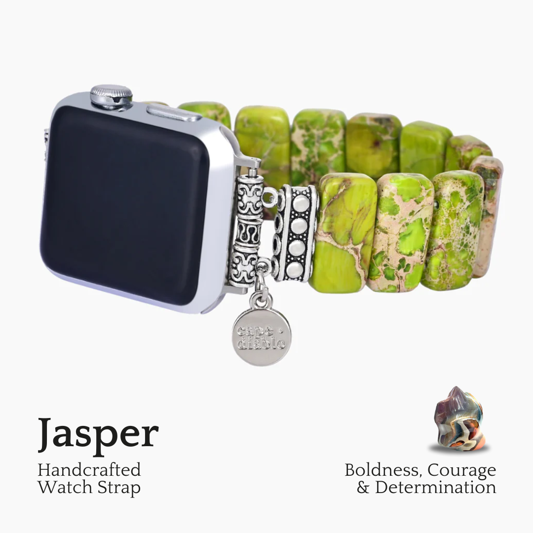 ライムチベタンジャスパーストレッチApple Watchストラップ