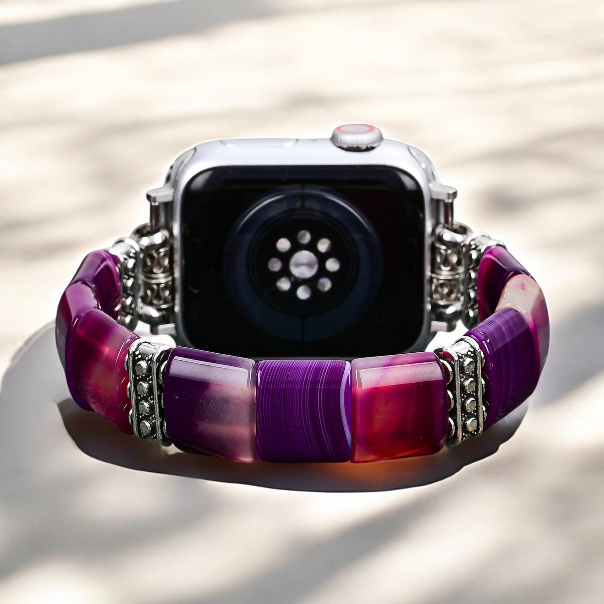アメジストオーラアゲートストレッチ Apple Watch ストラップ