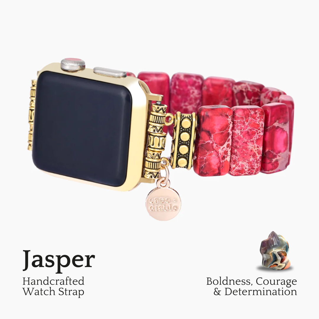 スカーレット・チベタン・ジャスパー・ストレッチ Apple Watch ストラップ