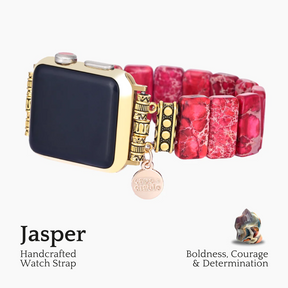 スカーレット チベット ジャスパー ストレッチ Apple Watch ストラップ
