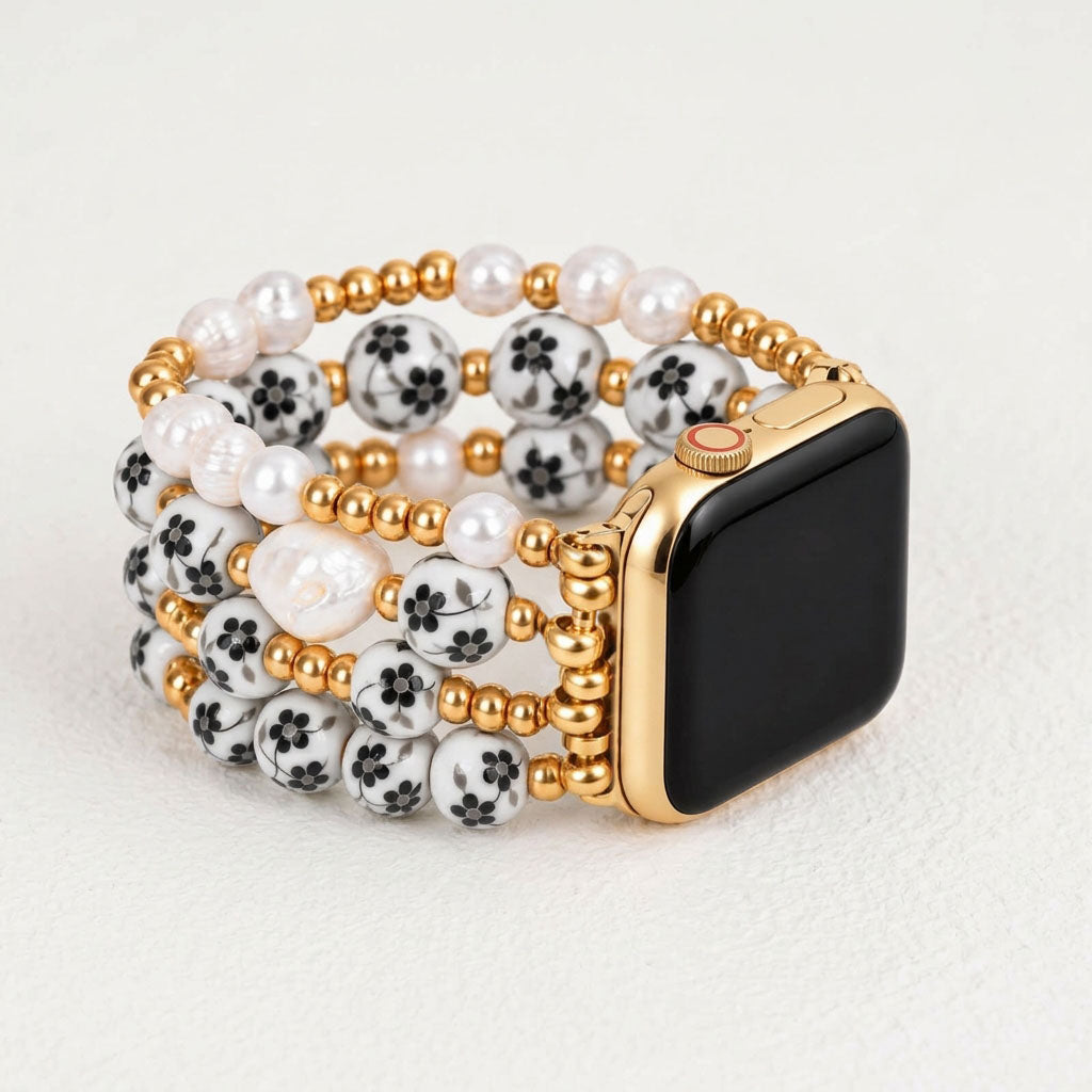 ポーセリンガーデン ミッドナイトブルーム Apple Watch ストラップ