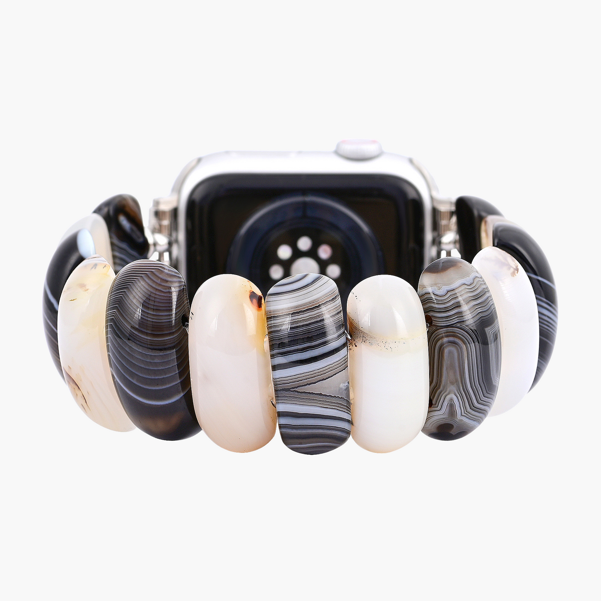 オブシディアンフロストアゲートストレッチApple Watchストラップ