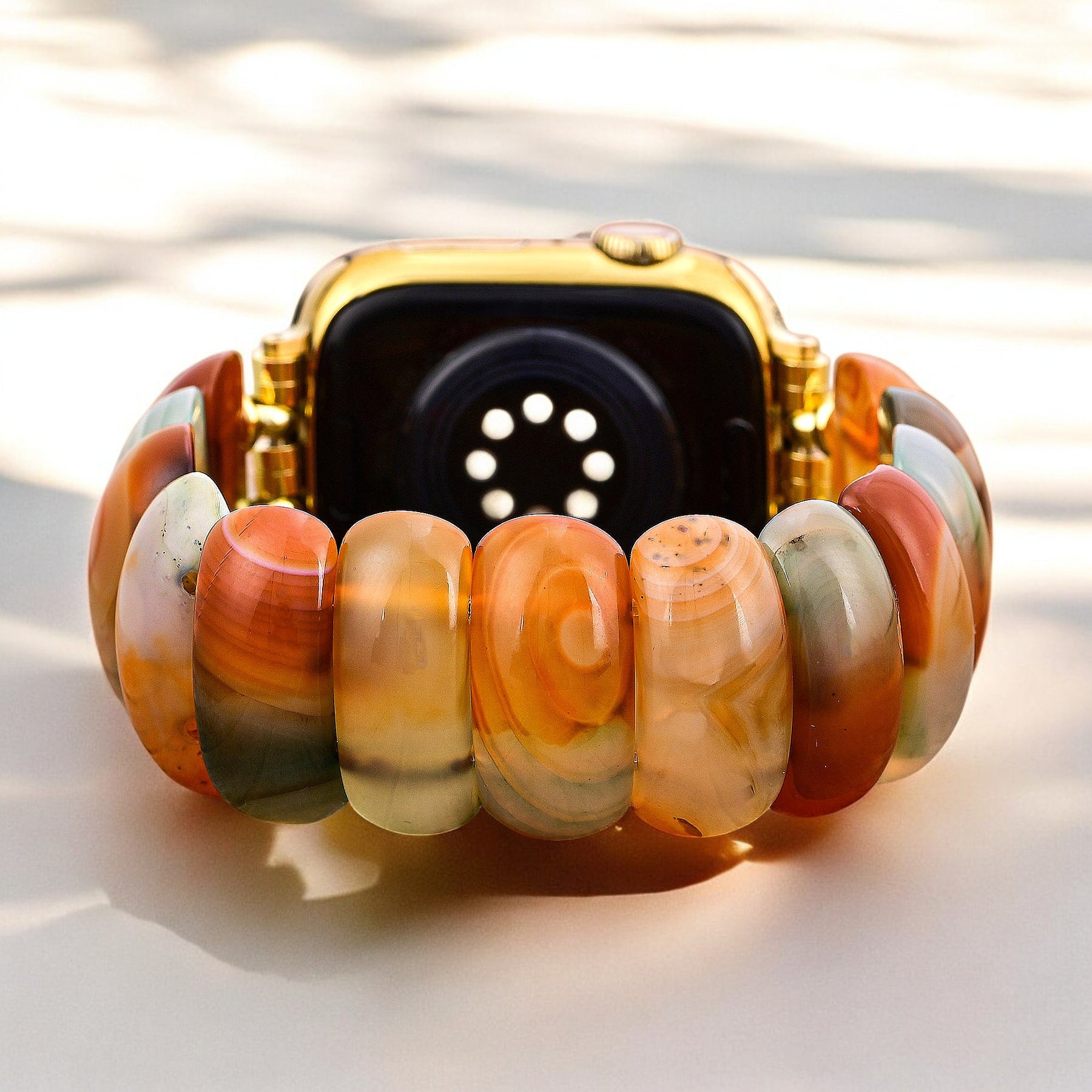ゴールデンダスクアゲートストレッチApple Watchストラップ