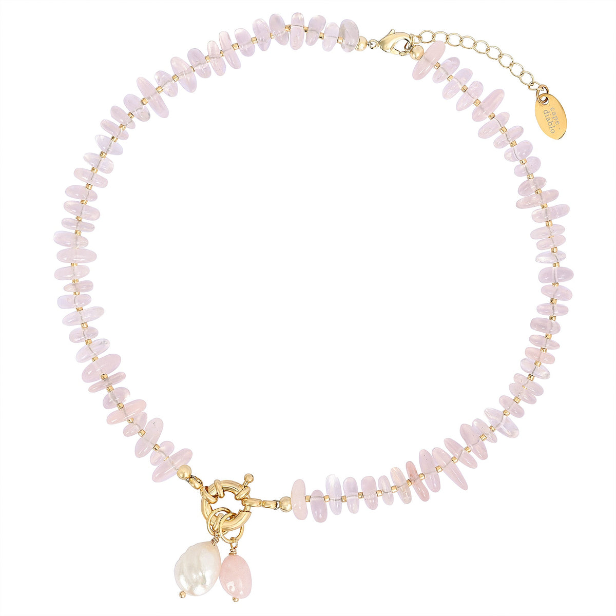 ローズクォーツチャームネックレス