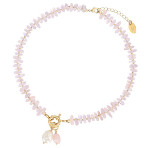 ローズクォーツチャームネックレス