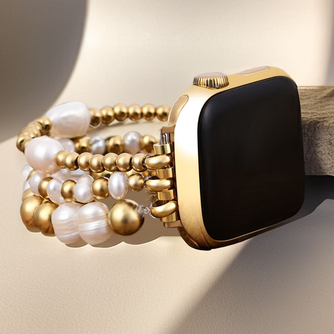 ゴールデン淡水パールストレッチApple Watchストラップ