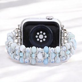 アクアマリン サファイア 編み込み Apple Watch ストラップ