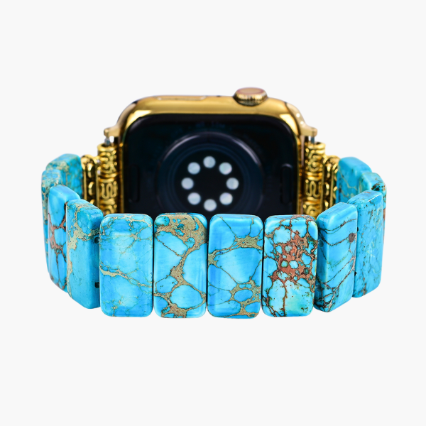 ターコイズ・チベタンジャスパー伸縮性Apple Watchストラップ