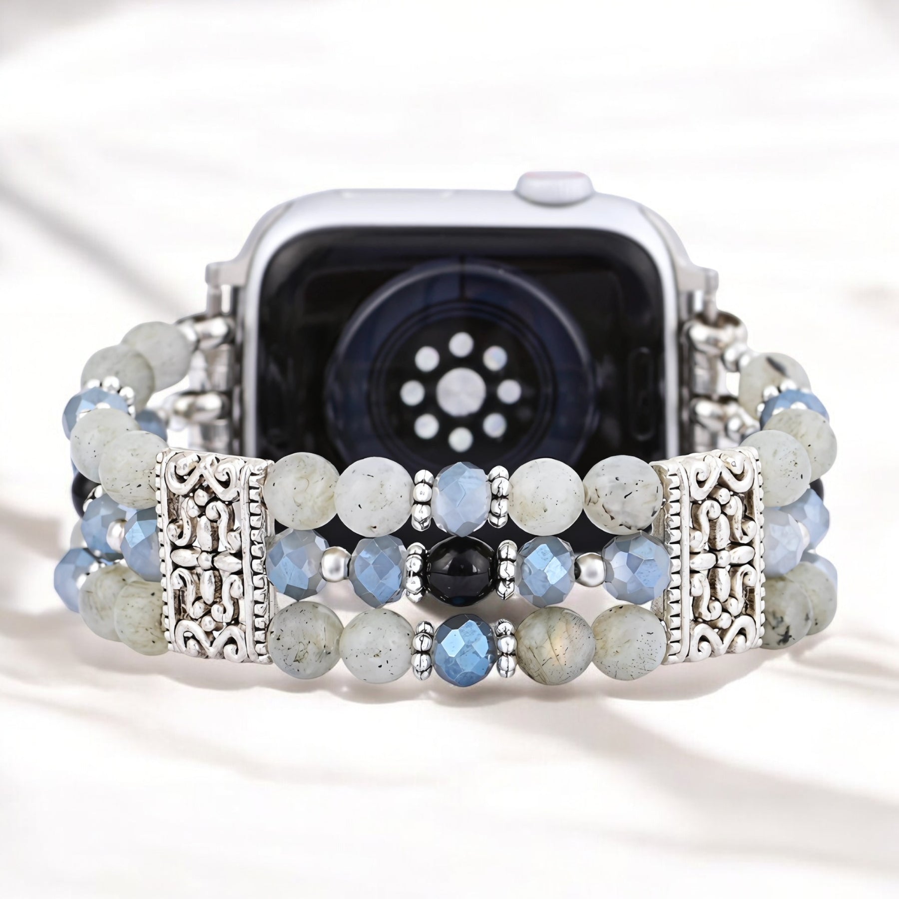 職人製ラブラドライトインディゴストレッチApple Watchストラップ