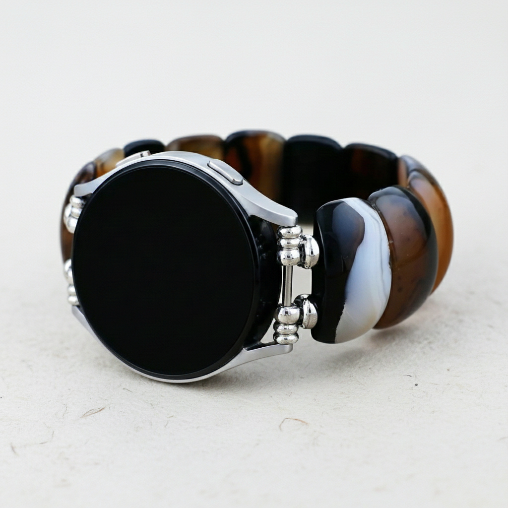 ボヘミアンオニキスエレガンスストレッチ サムスンギャラクシーウォッチ用ストラップ