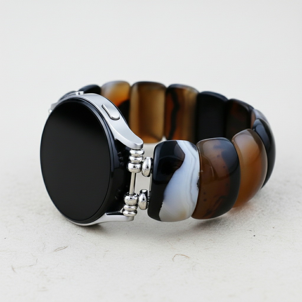 ボヘミアンオニキスエレガンスストレッチ サムスンギャラクシーウォッチ用ストラップ