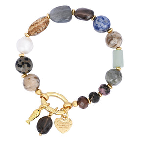 黒曜石のハートチャームブレスレット