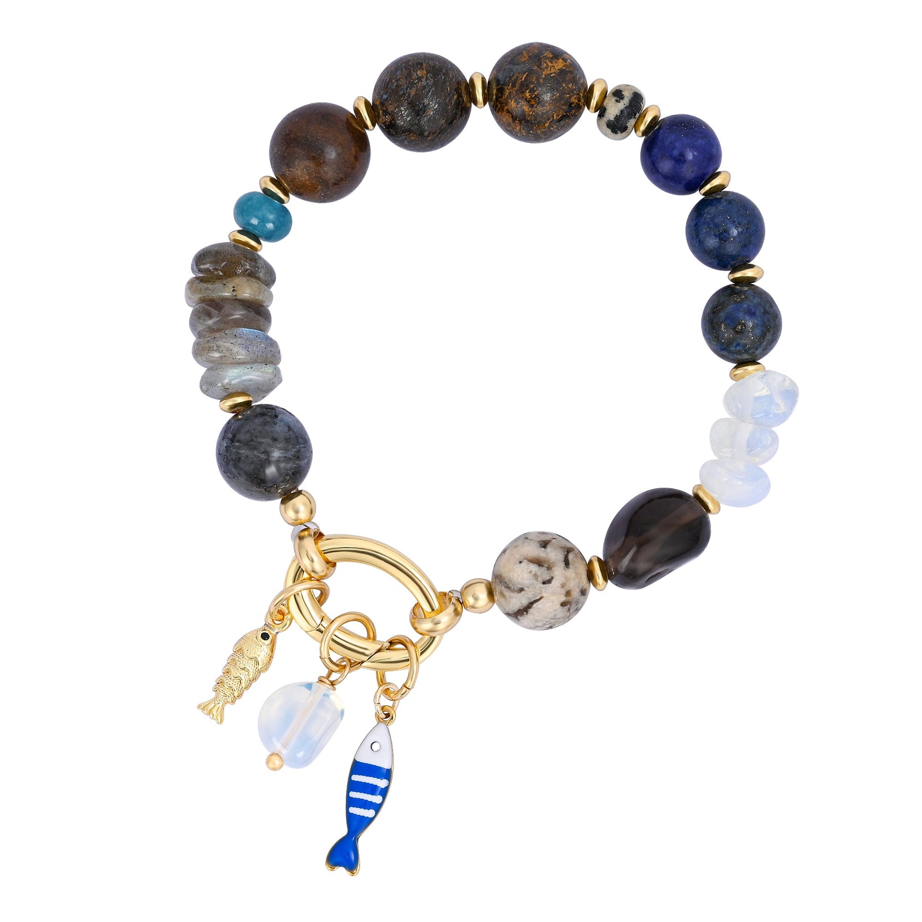 ラブラドライト ウェーブ チャーム ブレスレット