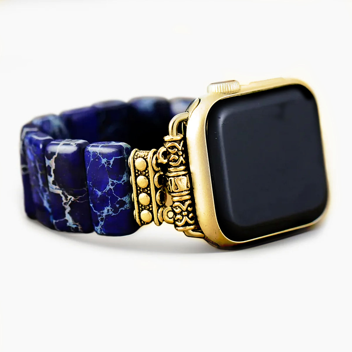 ダークネイビー チベタンジャスパー ストレッチ Apple Watch ストラップ
