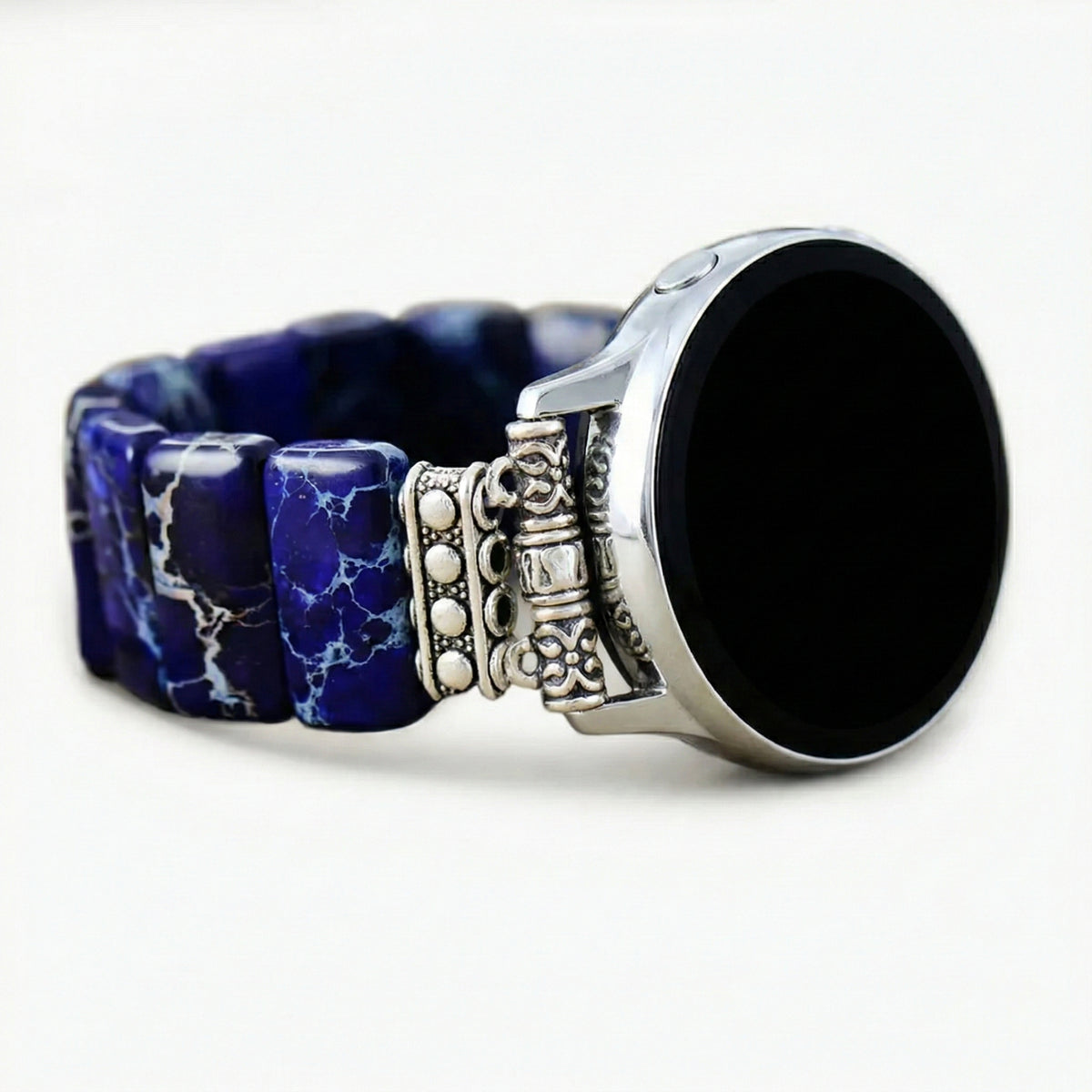 ダークネイビー チベタンジャスパー ストレッチ サムスン ギャラクシーウォッチ ストラップ