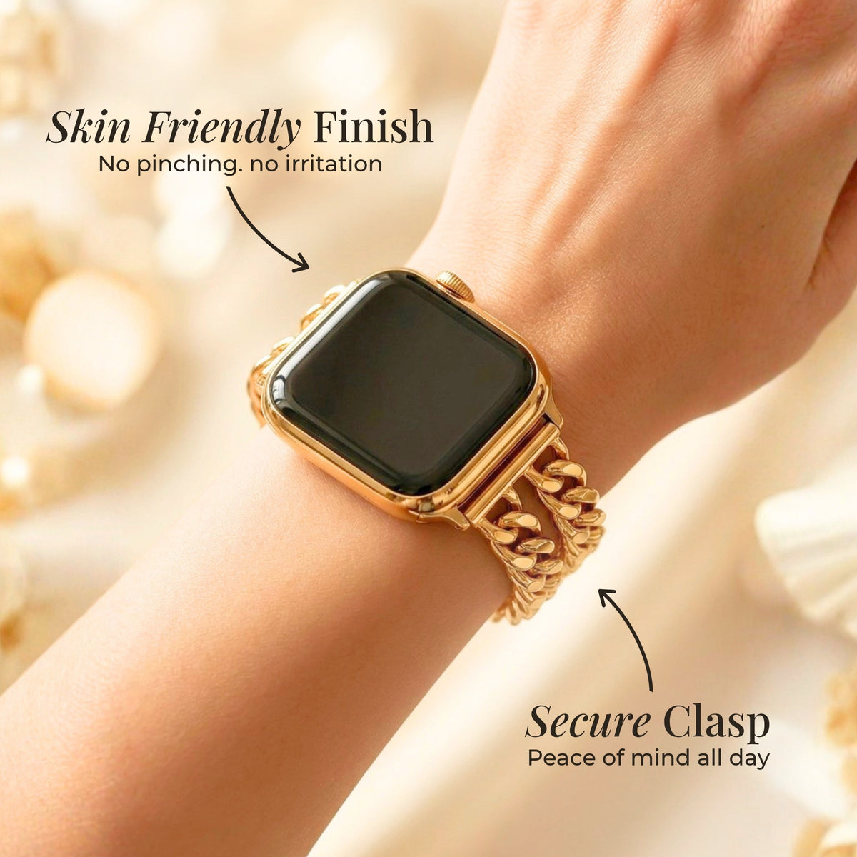ゴールドカーブラグジュアリーApple Watchストラップ