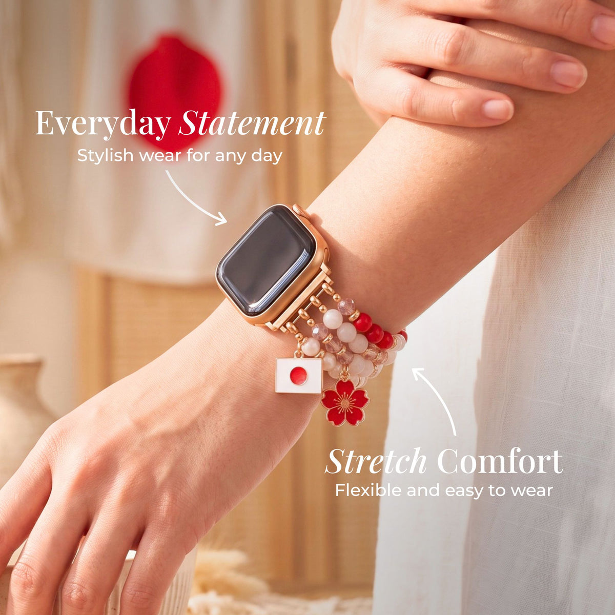 ジャパンさくらブルームストレッチApple Watchストラップ