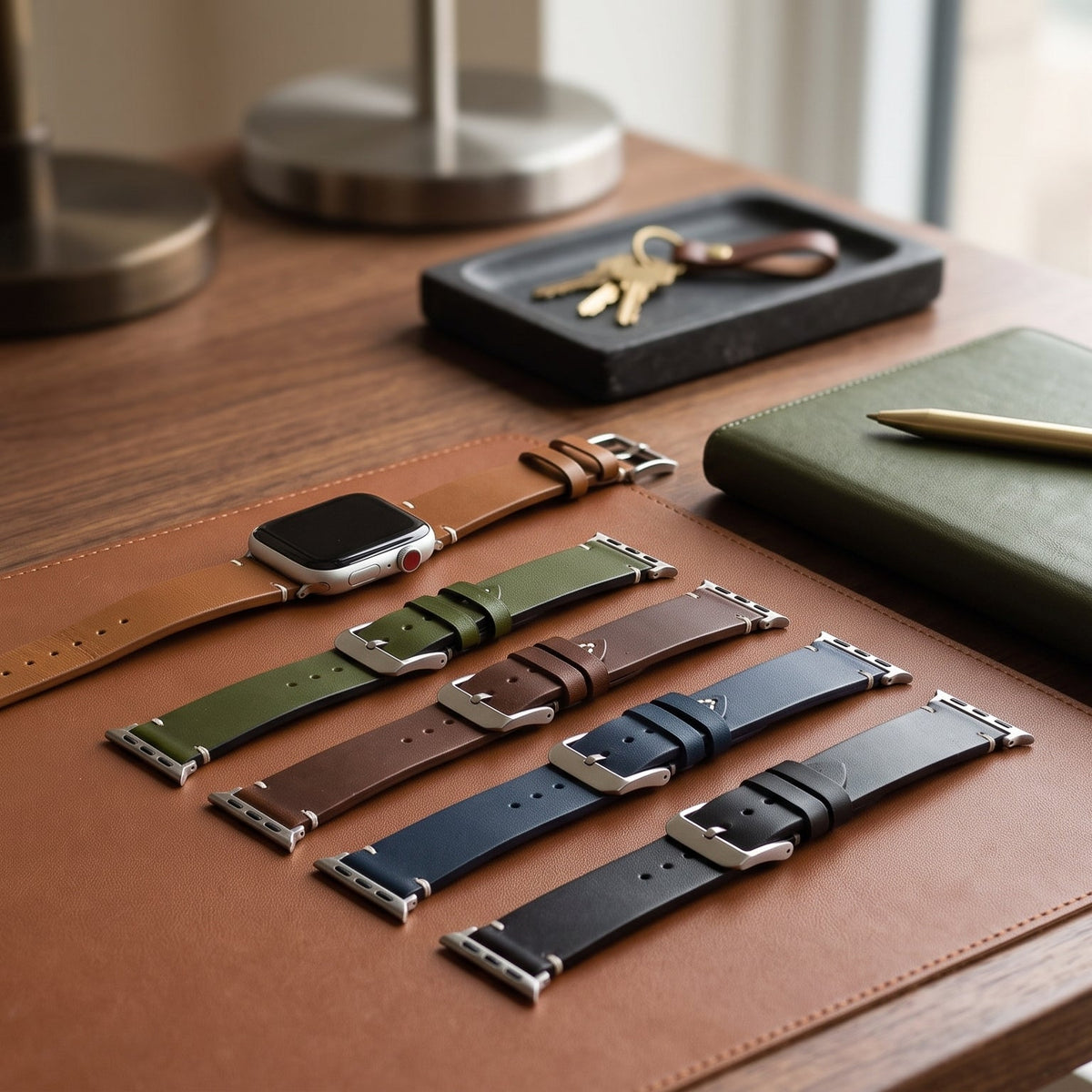 メンズ ダークブラウン レザー Apple Watch ストラップ