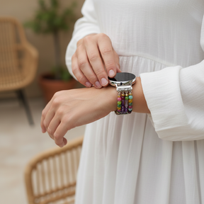 モザイクアメジスト Samsung Galaxy ストレッチウォッチストラップ