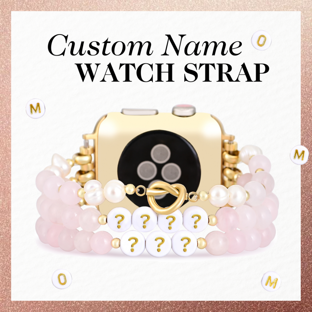 カスタムネーム ローズクォーツ ストレッチ Apple Watch ストラップ