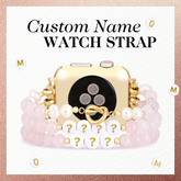 カスタムネーム ローズクォーツ ストレッチ Apple Watch ストラップ