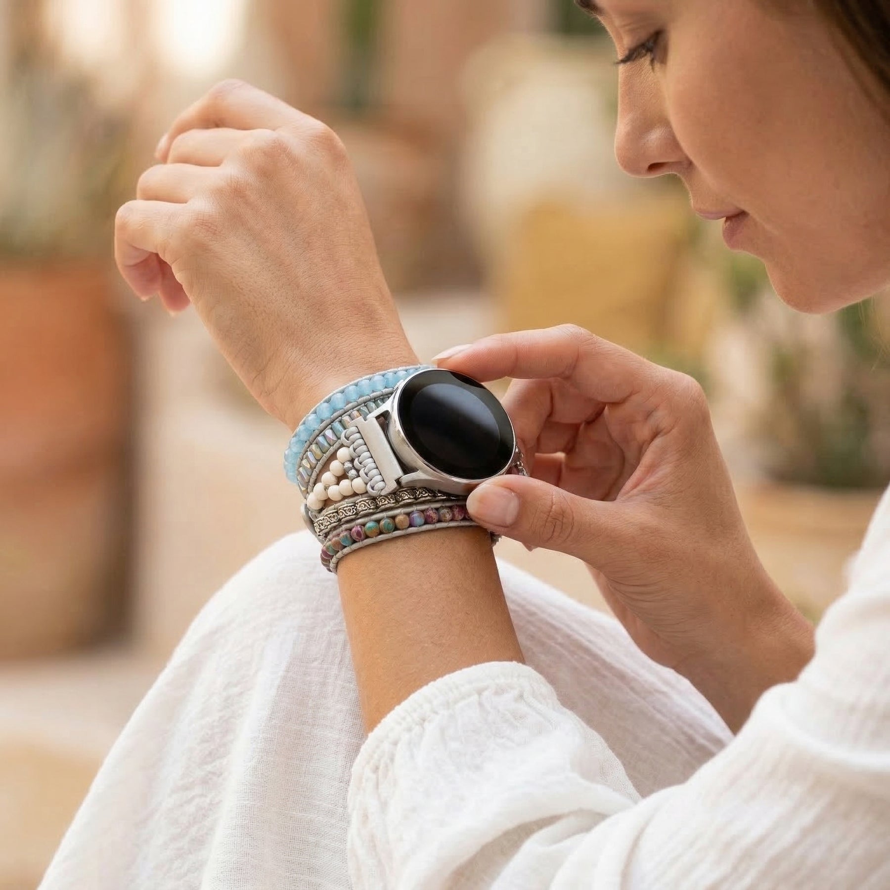 オーシャンジャスパー保護 Samsung Galaxy Watch ストラップ