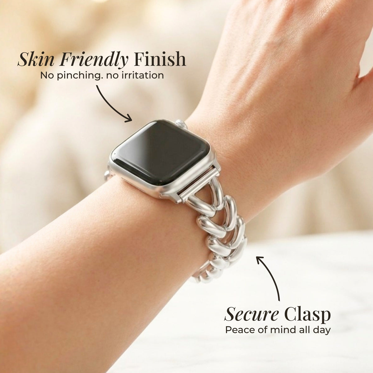 プラチナブレイド高級Apple Watchストラップ