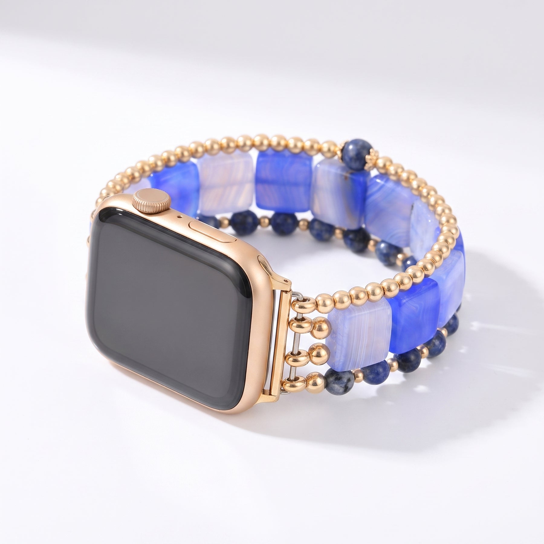 「Fierce Grace」タイガーアイ ストレッチ Apple Watch ストラップ シルバー