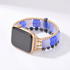 「Fierce Grace」タイガーアイ ストレッチ Apple Watch ストラップ シルバー