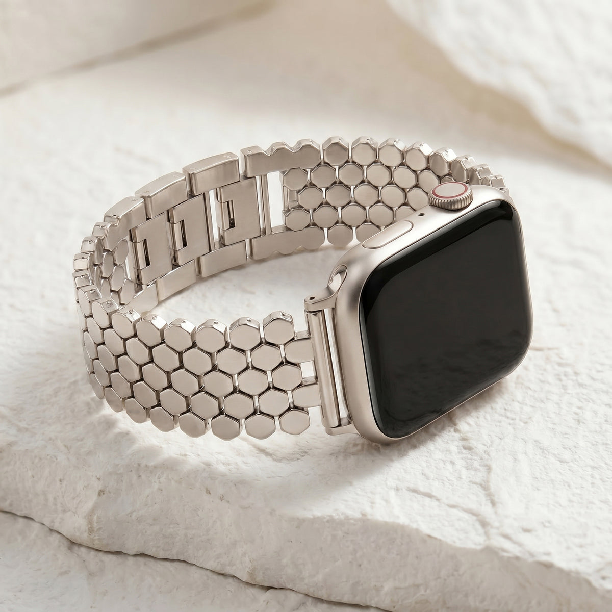 シルバーハニカム高級Apple Watchストラップ