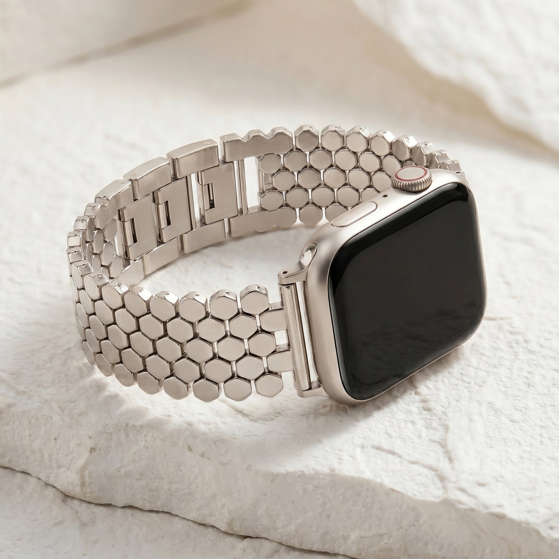 シルバーハニカム高級Apple Watchストラップ