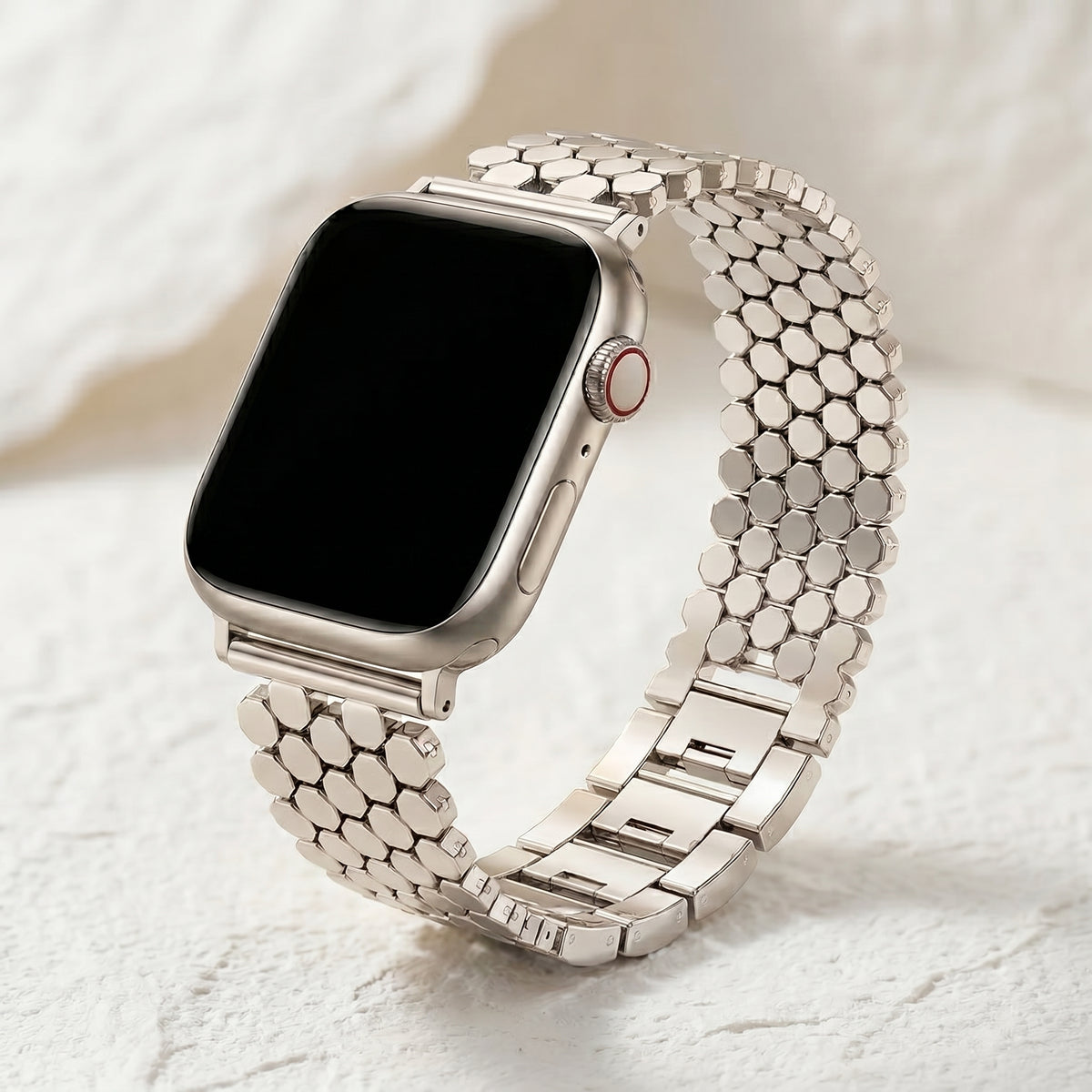 シルバーハニカム高級Apple Watchストラップ