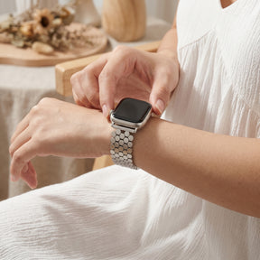 シルバーハニカム高級Apple Watchストラップ