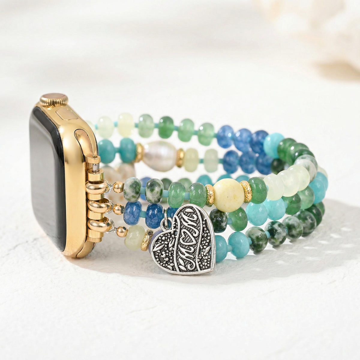 ジェイドパールラブMOMストレッチApple Watchストラップ