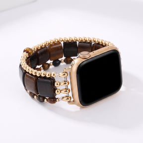「Fierce Grace」タイガーアイ ストレッチ Apple Watch ストラップ シルバー
