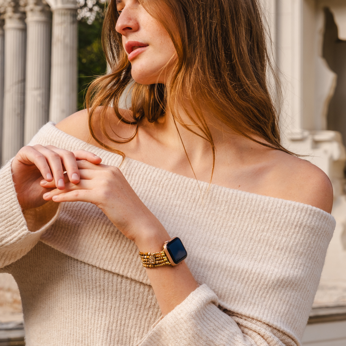 ゴールデンアースジャスパーストレッチApple Watchストラップ