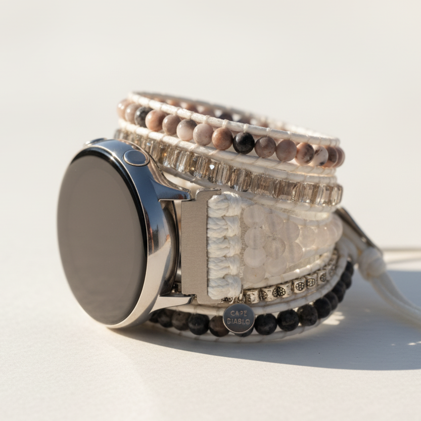 ホワイトラブラドライト Samsung Galaxy Watch ストラップ