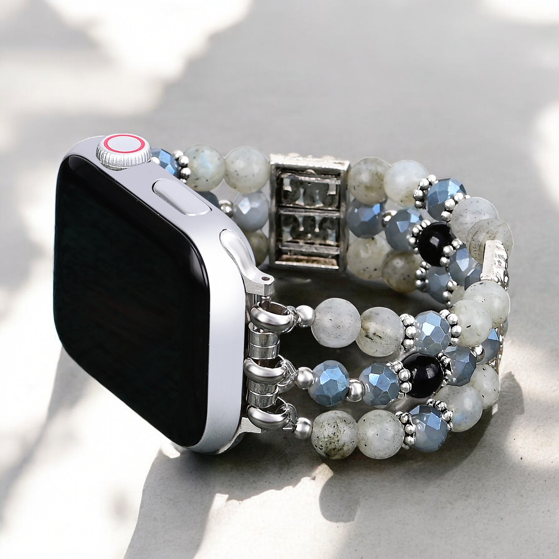 職人製ラブラドライトインディゴストレッチApple Watchストラップ