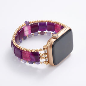 「Fierce Grace」タイガーアイ ストレッチ Apple Watch ストラップ シルバー