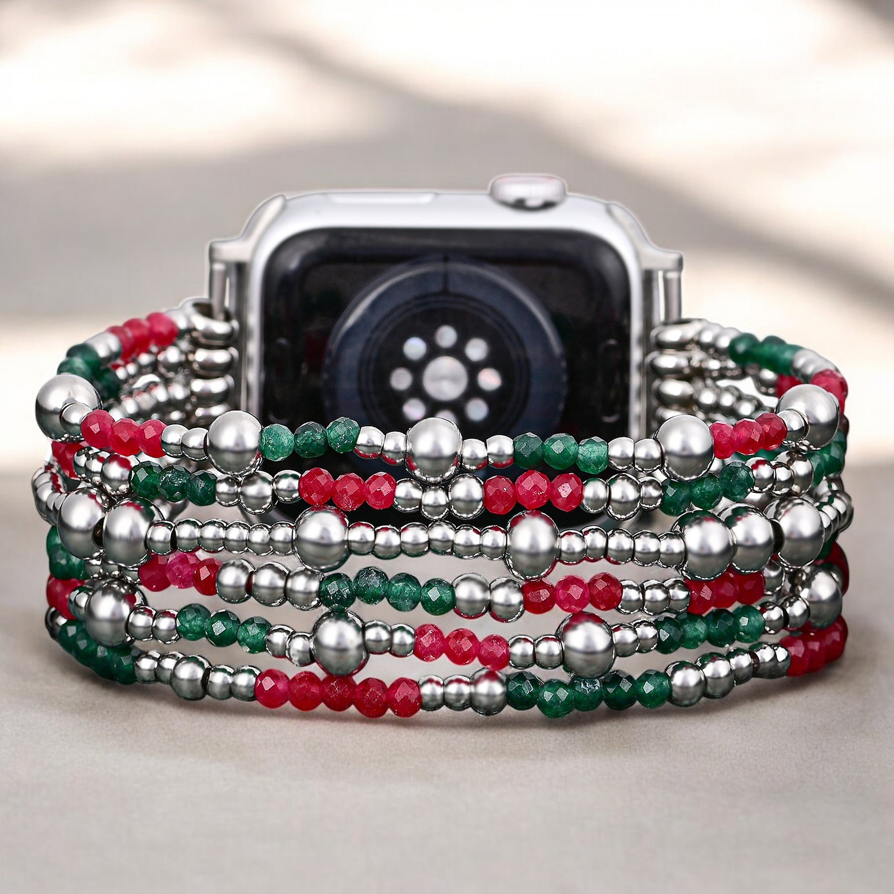 フェスティブシルバーエレガンスストレッチApple Watchストラップ