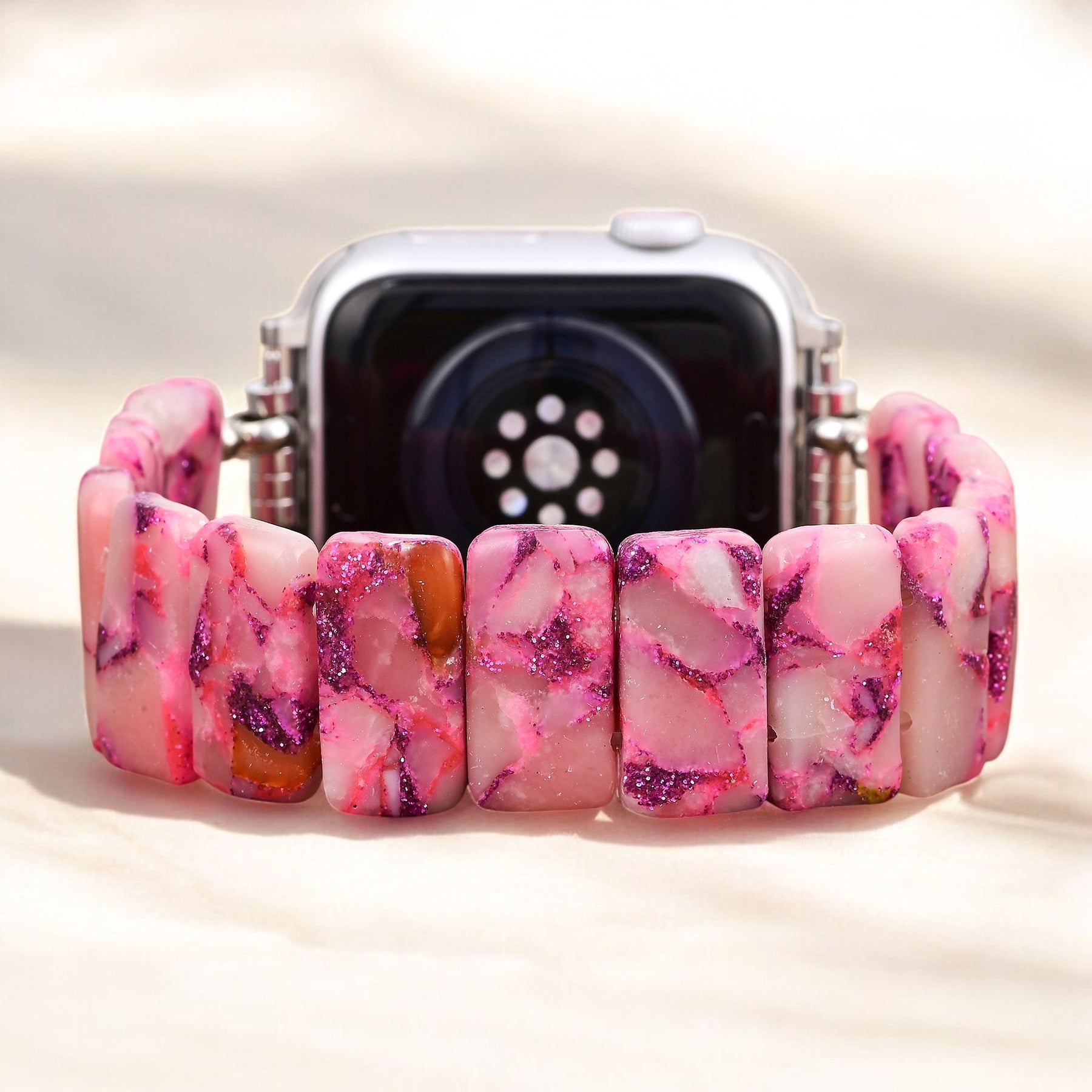 ローズマーブルストレッチApple Watchストラップ