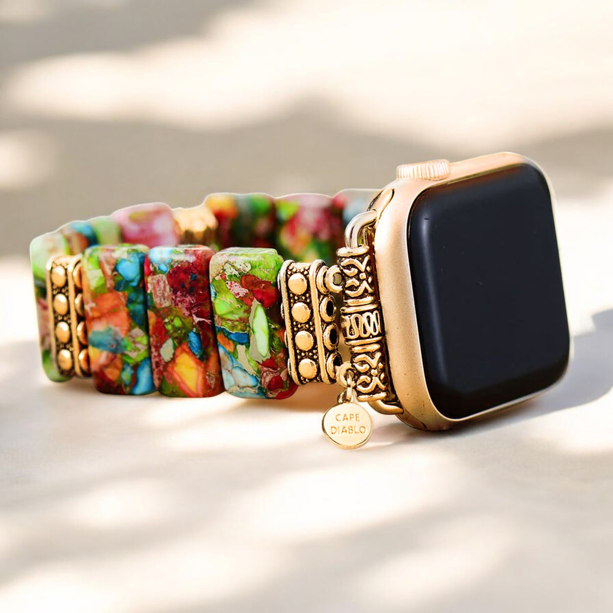 シックなフラワーストレッチApple Watchストラップ