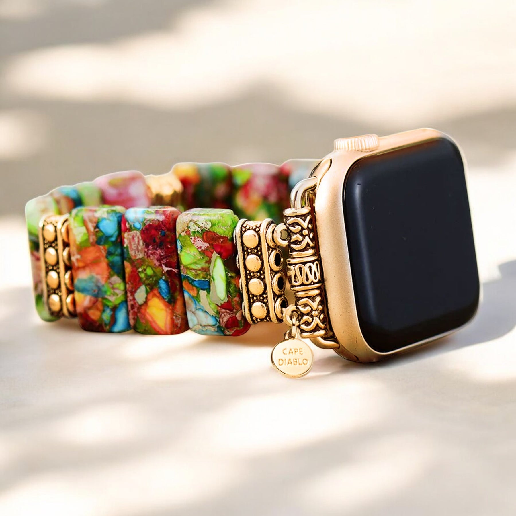 シックなフラワーストレッチApple Watchストラップ