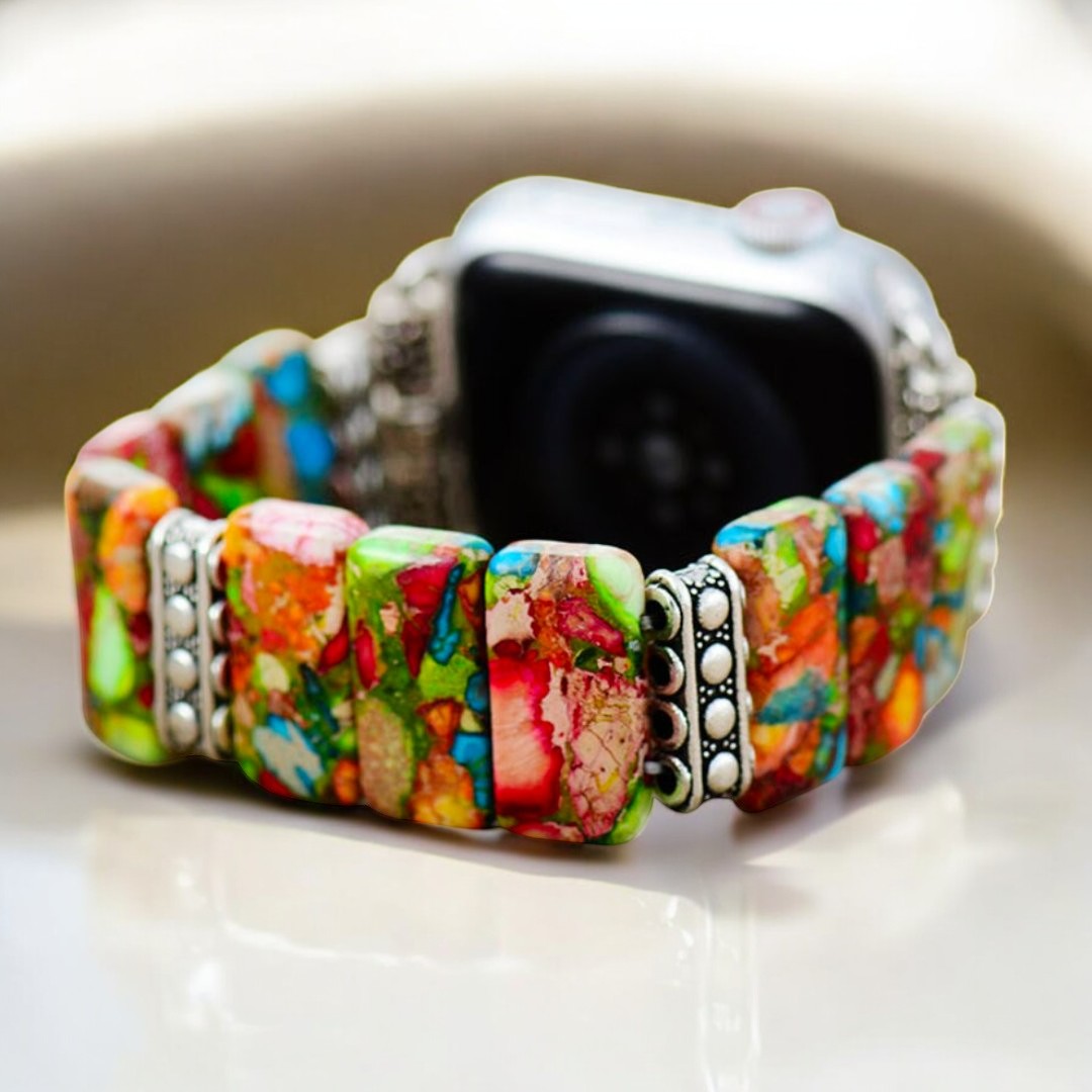 シックなフラワーストレッチApple Watchストラップ