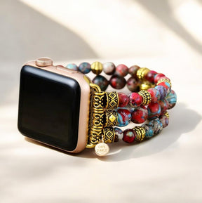 クリムゾンジャスパーストレッチApple Watchストラップ